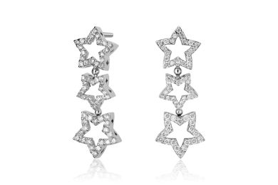 Diamond Trinity Star Drop Earrings