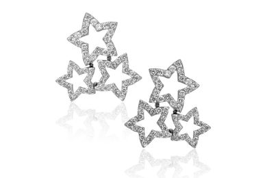 Diamond Trinity Star Stud Earrings