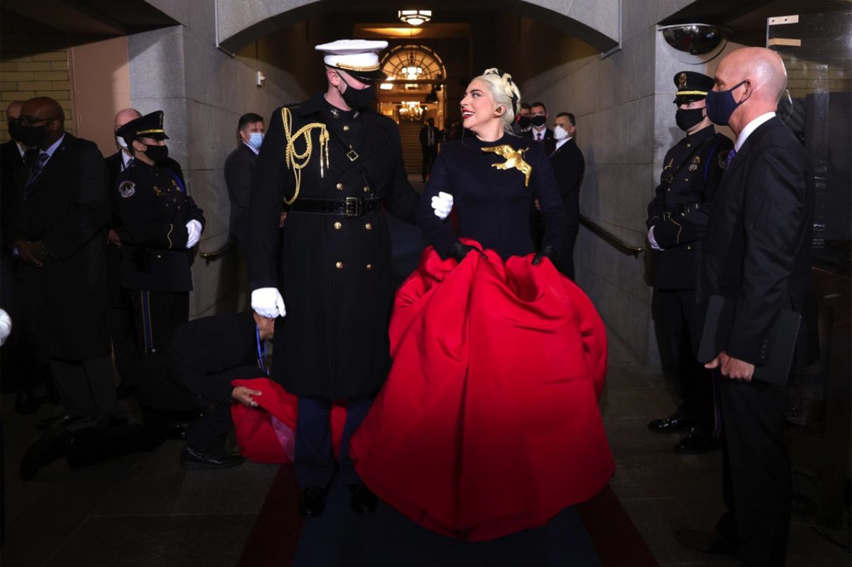 Lady Gaga Wore Custom Schiaparelli Haute Couture to Perform at U.S. President-Elect Joe Biden's Inauguration Ceremony