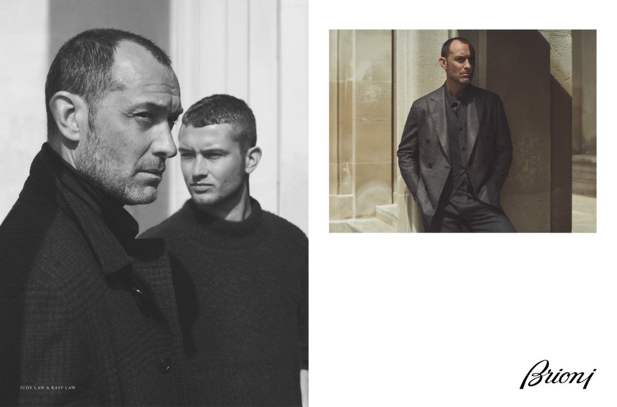 Brioni Presents Its New Fall/Winter 2022 Campaign Featuring Jude Law And Raff Law