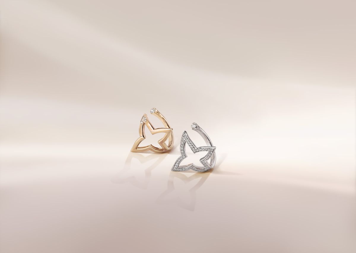 IDYLLE BLOSSOM LV EAR STUD, PINK GOLD AND DIAMOND in Rose