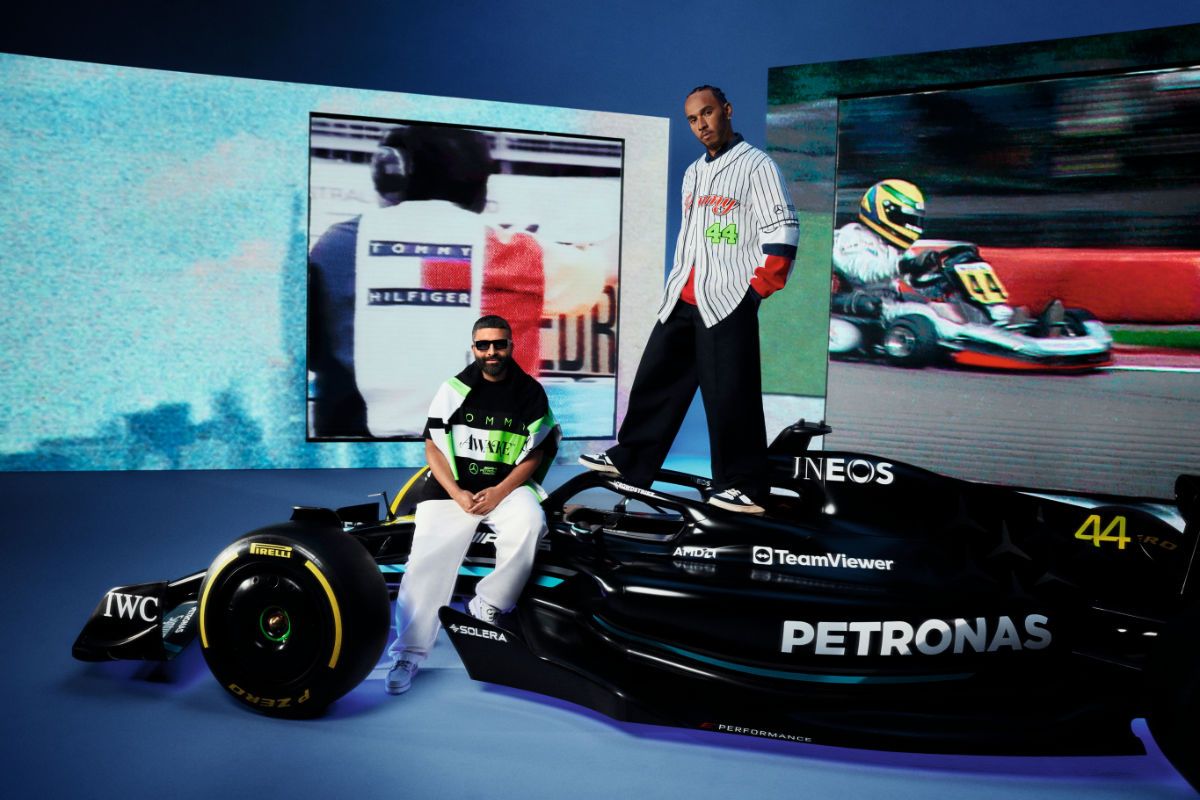 LEWIS HAMILTON AND GEORGE RUSSELL WEAR TOMMY HILFIGER COLLABORATION WITH  MERCEDES AMG-F1 AND AWAKE NY AT MIAMI GRAND PRIX - SARKK