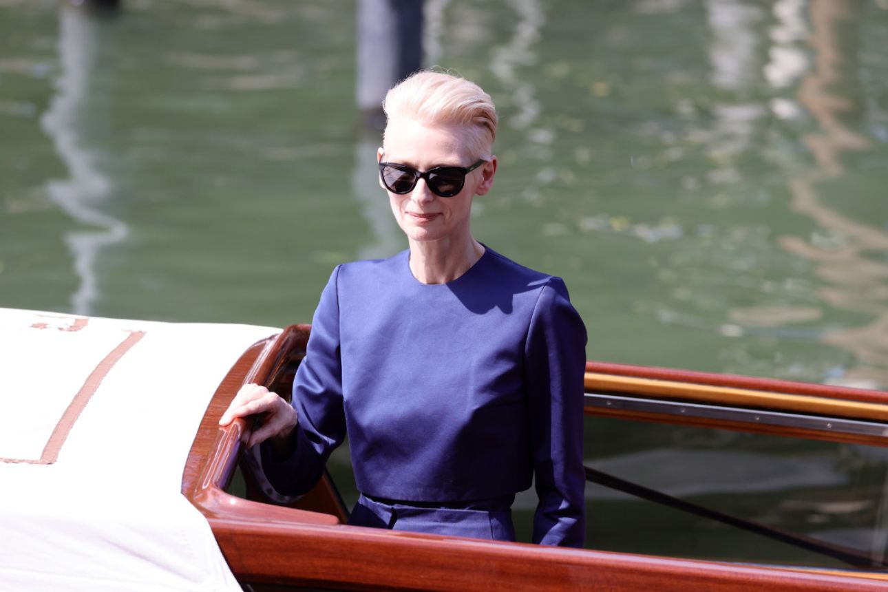 Tilda Swinton In Custom Delpozo During "The Room Next Door" Photocall