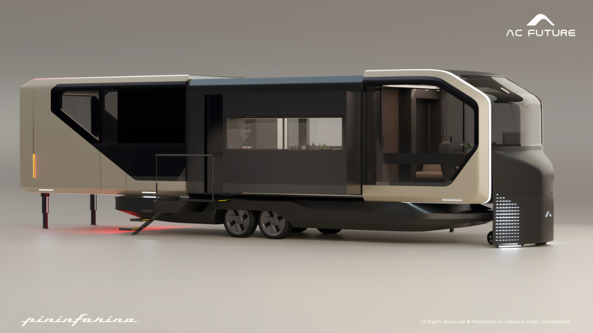 Pininfarina And AC Future Present The AI Transformer Home, Trailer, And Drivable