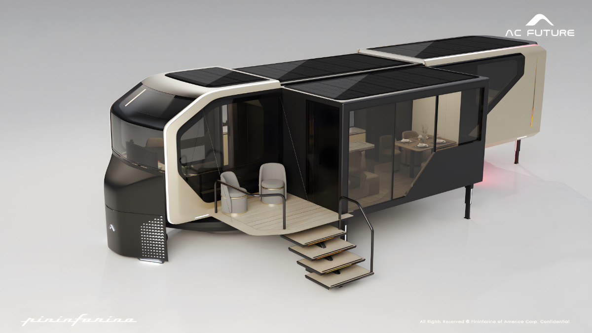 Pininfarina And AC Future Present The AI Transformer Home, Trailer, And Drivable