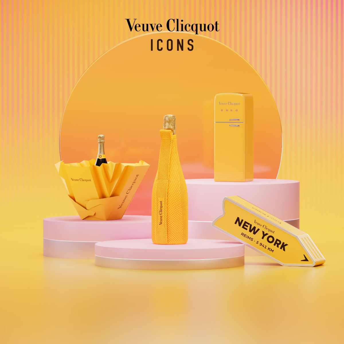 Veuve Clicquot Yellow Label Brut Champagne Radiating Gift Box - Bottle  Hampton