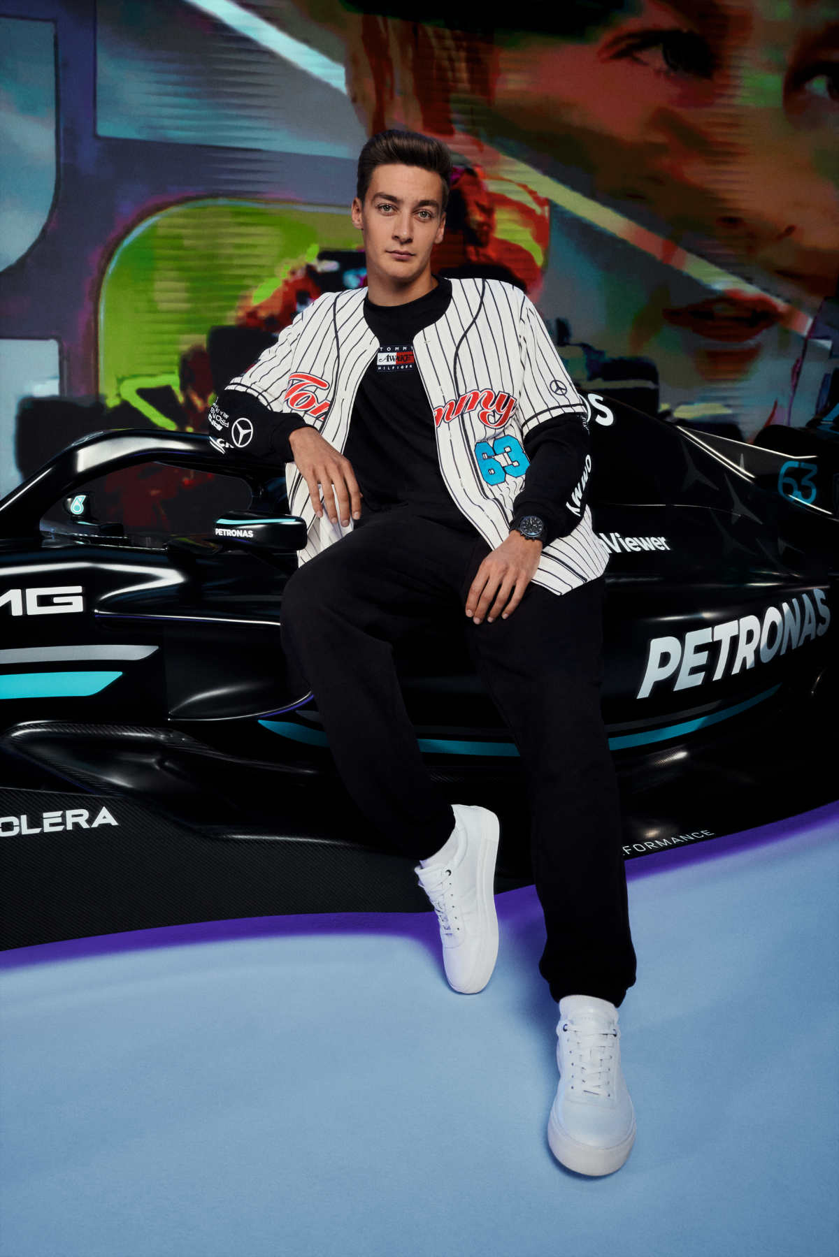 Tommy x Mercedes-AMG F1 x Awake NY Lewis Hamilton Baseball Shirt, WHITE