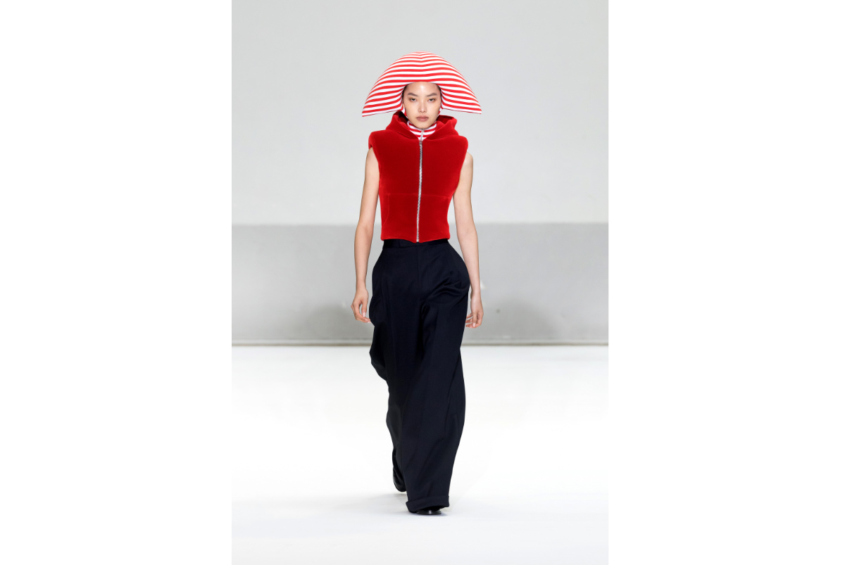 パンツ Duran Lantik High-Waisted White Cotton Trousers With Draped Duran Lantik High-waisted White Cotton Trousers With Draped