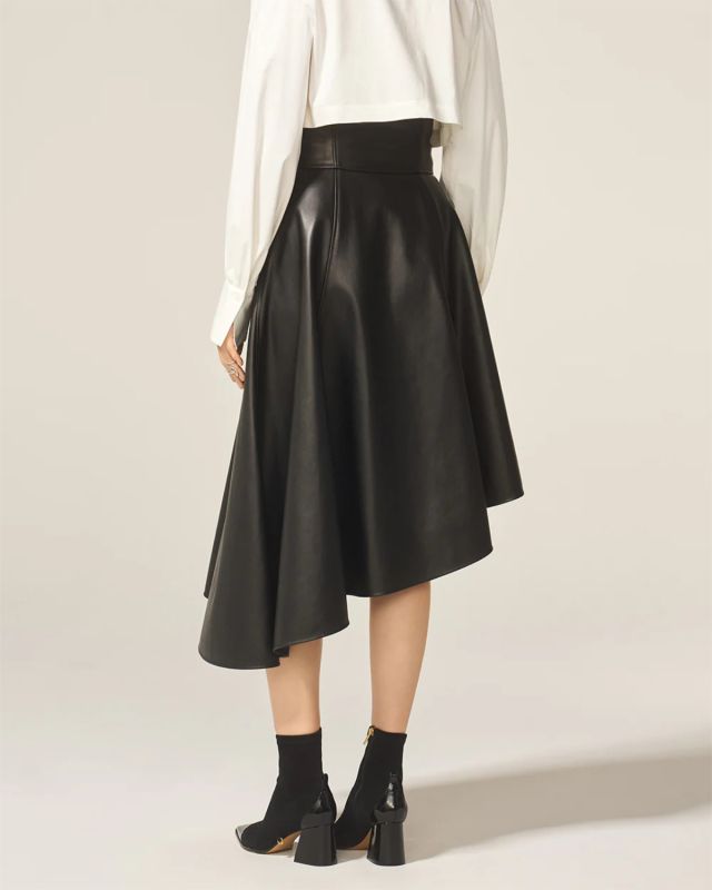 ADEAM Boutique Tokyo Midtown: Black Faux Leather Harness Skirt 