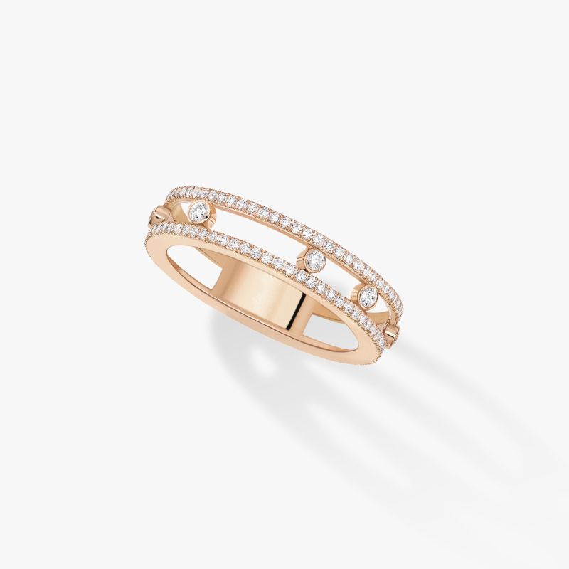 two row ring pink gold