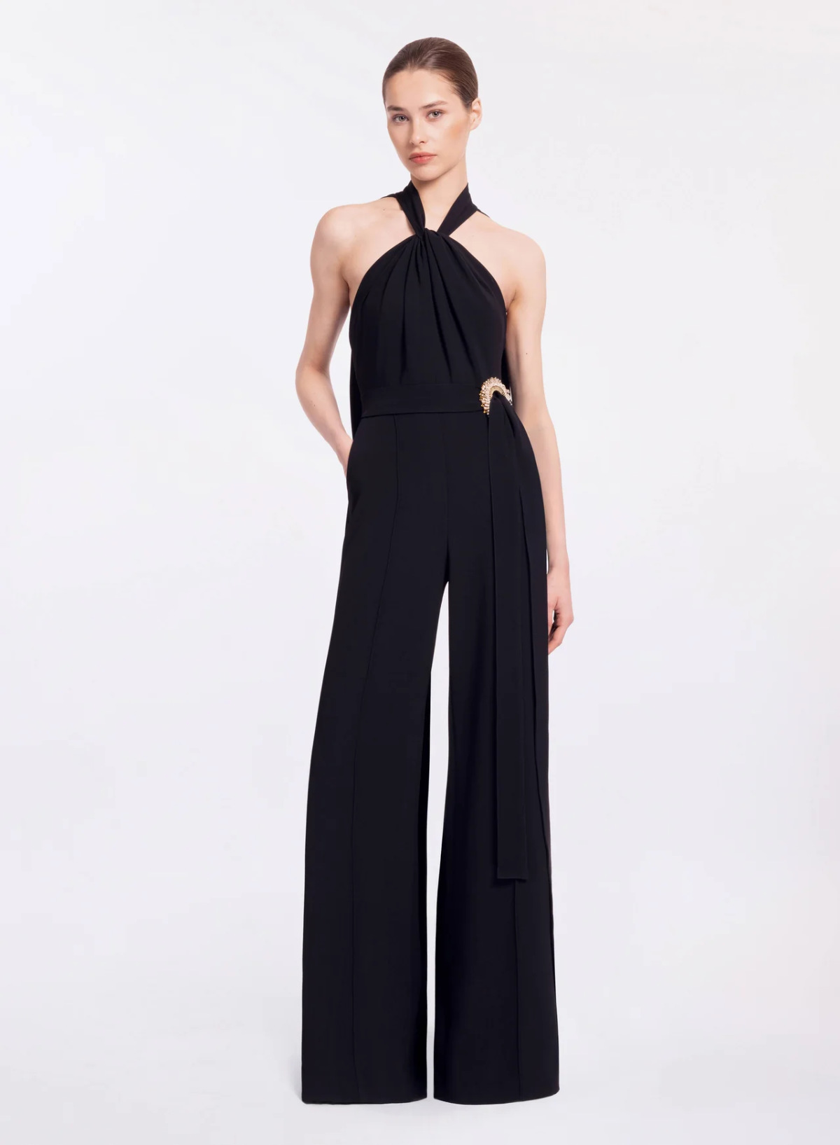Elie Saab Milan Boutique: Crystal Embellished Cady Jumpsuit
