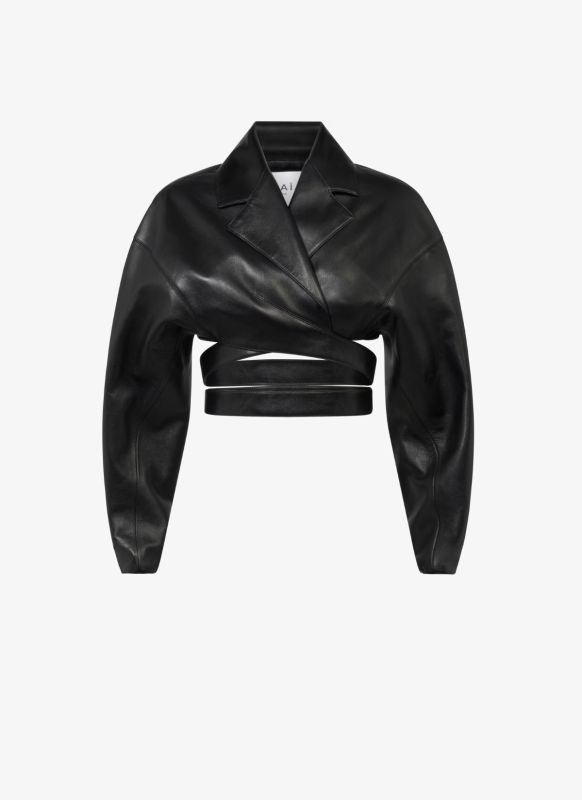Alaïa Boutique Moussy Paris: Leather Cross-over Jacket - Luxferity