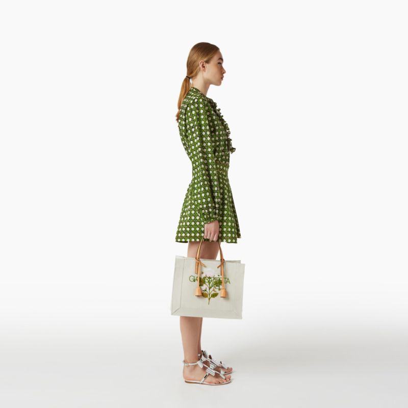 Giambattista Valli Boutique Doha: Green Gabardine Treillage Miniskirt ...