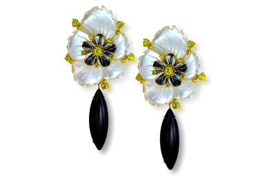 Blossom Earrings with Mother of Pearl & Onyx
