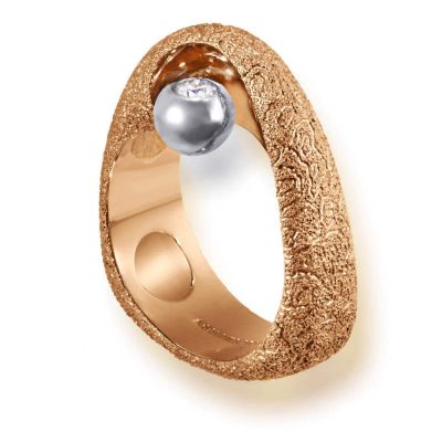 Rose Gold Modern Art Ring With Diamond