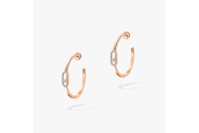 Move Uno Small Hoop Pink Gold Diamond Earrings