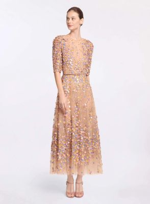Sequin Embroidered Midi Dress