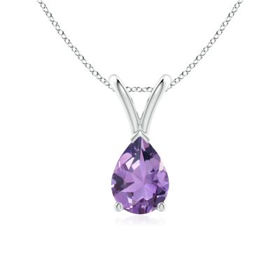 V-Bale Pear-Shaped Amethyst Solitaire Pendant