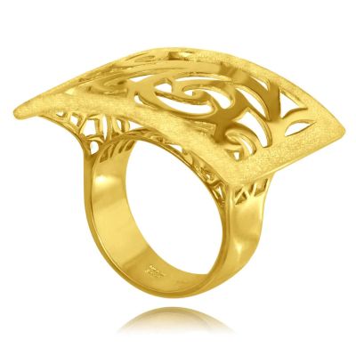 Gold Ornament Contrast Texture Ring