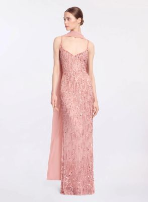Bead Embroidered Long Dress
