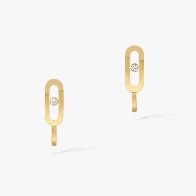 Move Uno Mini Hoops Yellow Gold Diamond Earrings