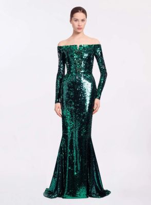 Embellished Sequins Off-The-Shoulder Dress
