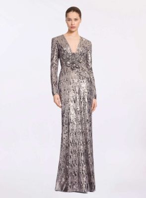 Embellished Sequins Open-Back Dress
