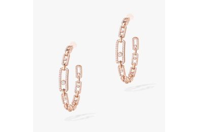 Move Link MM Hoop Pink Gold Diamond Earrings