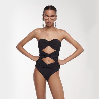 Black One-Piece Swimsuit With Cut-Outs