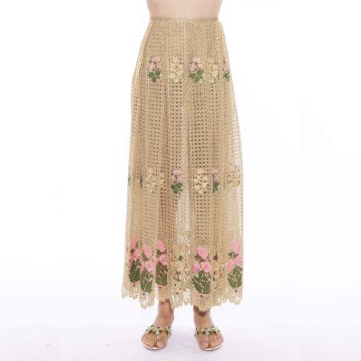 Macrame Skirt Floral Embroidery