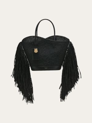 Tote Bag With Cut-Out And Fringes