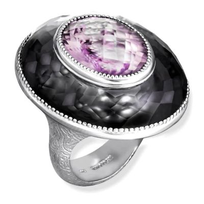 Silver Galactica Ring With Rose De France Amethyst