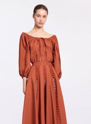 Trim Embellished Cotton Blouse