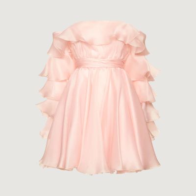 Short Dress In Pale Pink Organza