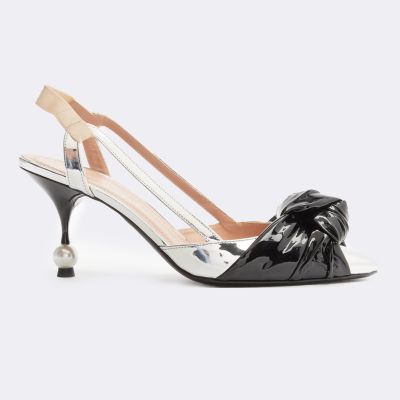 Maxi Bow Heeled Sandals In Specchio Leather