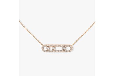 Move Pavé - Pink Gold Diamond Necklace
