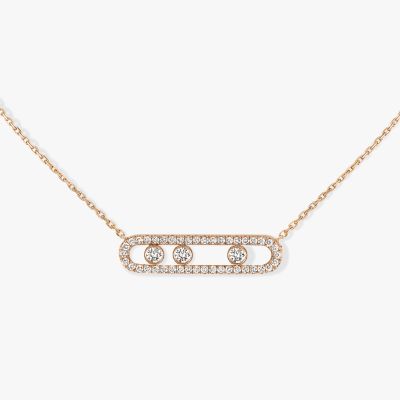 Move Pavé - Pink Gold Diamond Necklace