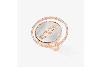 White Mother-of-Pearl Lucky Move LM Pink Gold Ring