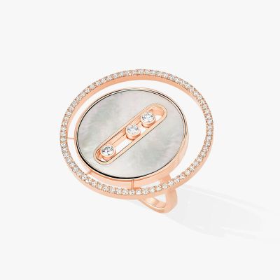 White Mother-of-Pearl Lucky Move LM Pink Gold Ring