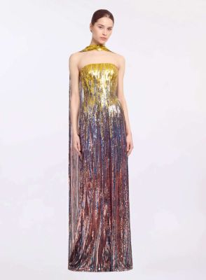 Multicolor Sequin Strapless Dress