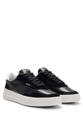 Low-top Trainers In Leather And Suede (Black)