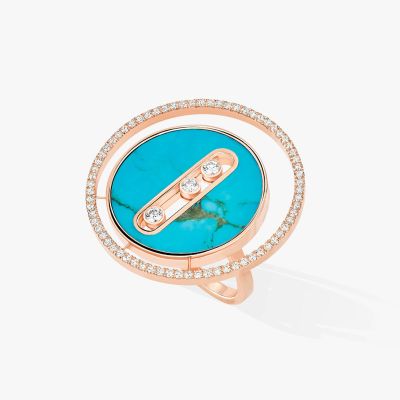 Turquoise Lucky Move LM Pink Gold Diamond Ring