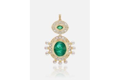 HG X Muzo Emerald Cabochon Pendant Necklace