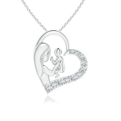 Diamond Heart Mother & Baby Pendant