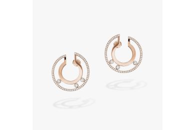 Move Romane Hoop Pink Gold Diamond Earrings