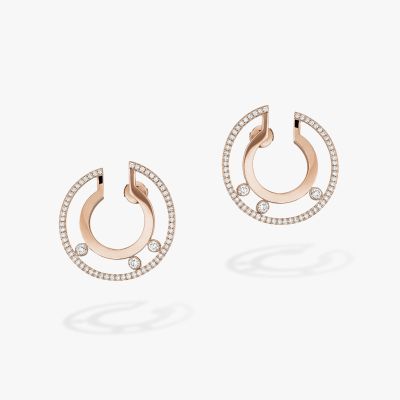 Move Romane Hoop Pink Gold Diamond Earrings