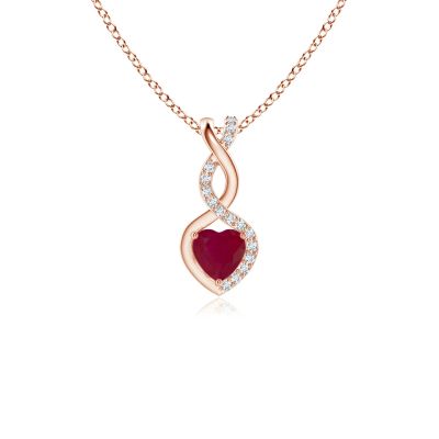 Ruby Infinity Heart Pendant with Diamonds