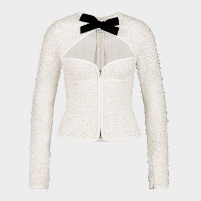 Jacket In Ivory Tweed And Bow