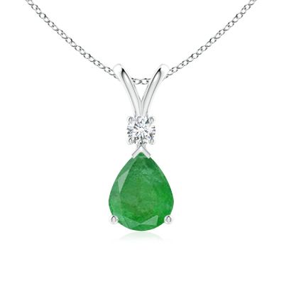 Emerald Teardrop Pendant with Diamond