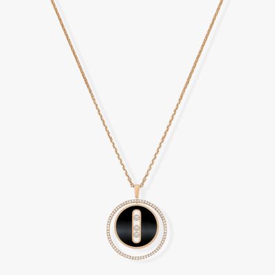 Lucky Move MM Onyx Pink Gold Necklace